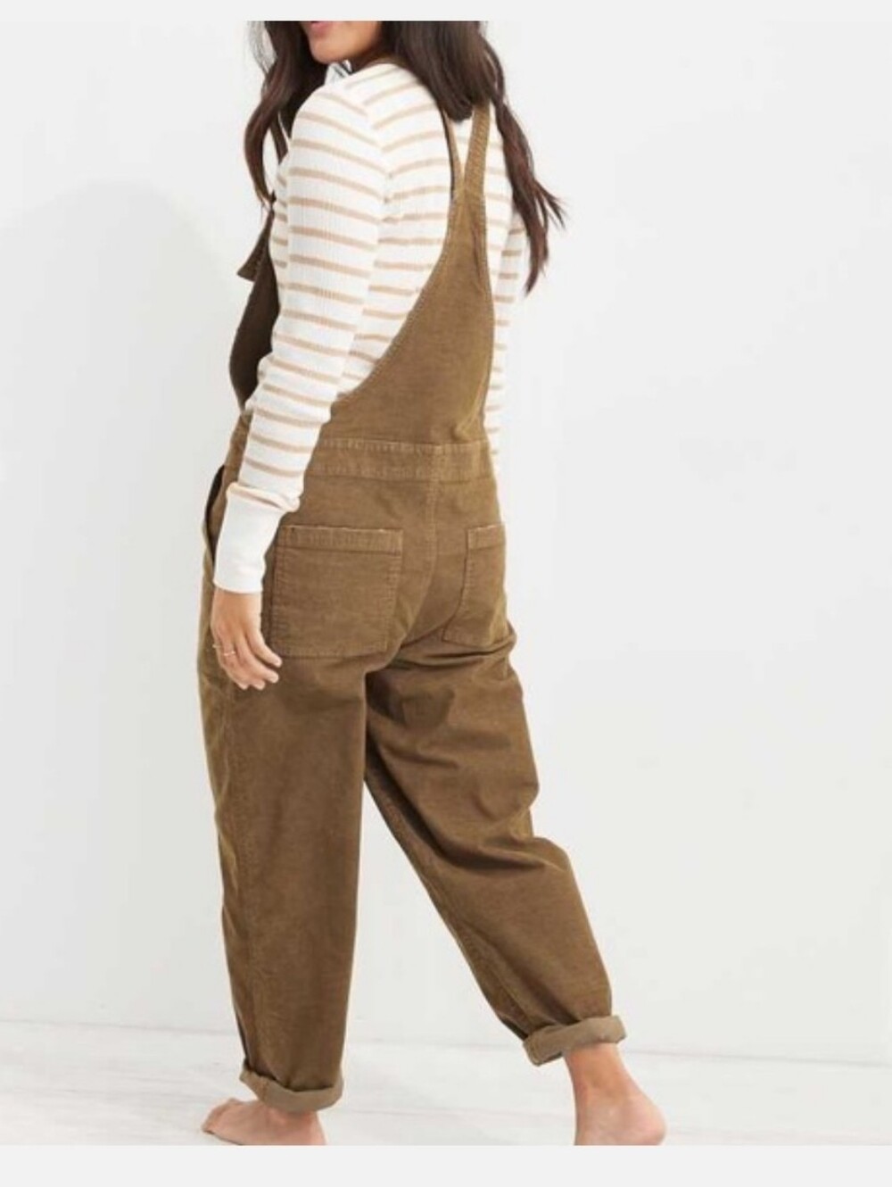 Aerie Werk And Play Corduroy Overalls Size Large Brown - Picture 13 of 13